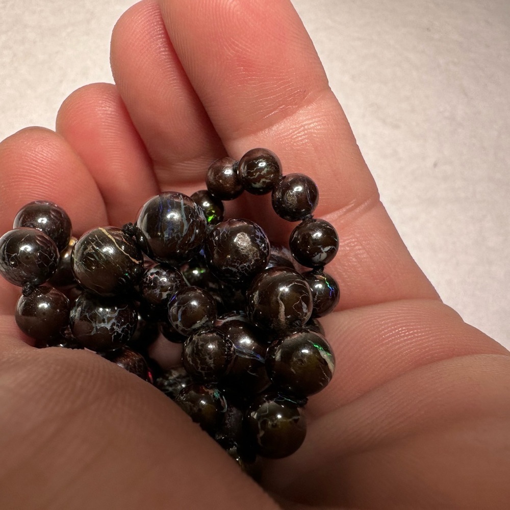 Authenticated 18” Black Opal Hand Beaded Necklace - Picture 8 of 13